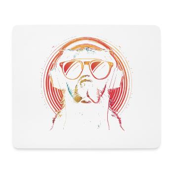 Neon dog with sunglasses and headphones - Mouse Pad (horizontal) - white - Front