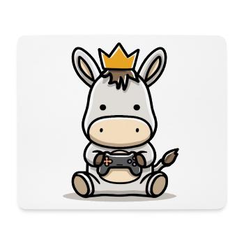 Âne gamer avec couronne de manette - Tapis de souris (format paysage) - blanc - Devant