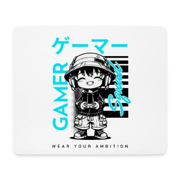 Gamer Squad – Kawaii Chibi Gamer Streetwear Manga - Mouse Pad (horizontal) - white - Front