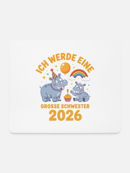Ich werde eine grosse Schwester 2026 Hippo - Mousepad (Querformat) - Weiß