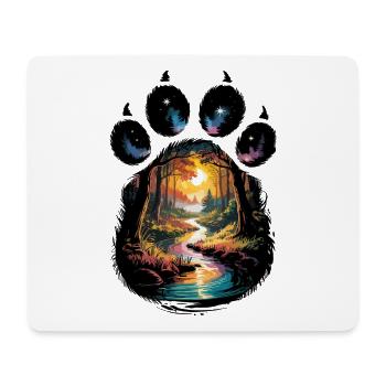  Naturlandschaft im Pfotenabdruck bei Nacht mit - Mousepad (Querformat) - Weiß - Vorne