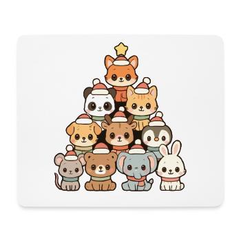 Christmas Animals Pyramid – Sweet Xmas Animal Friends - Mouse Pad (horizontal) - white - Front