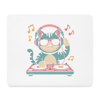 DJ Cat - Tapis de souris (format paysage) - blanc - Devant
