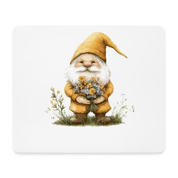 Gnom mit Blumenkorb - Mousepad (Querformat) - Weiß - Vorne