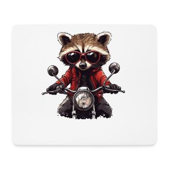 Waschbär auf Motorrad im Retro-Look - Mousepad (Querformat) - Weiß - Vorne