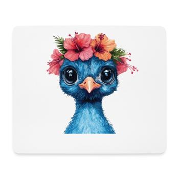 Blauer Vogel mit Hibiskuskrone - Mousepad (Querformat) - Weiß - Vorne