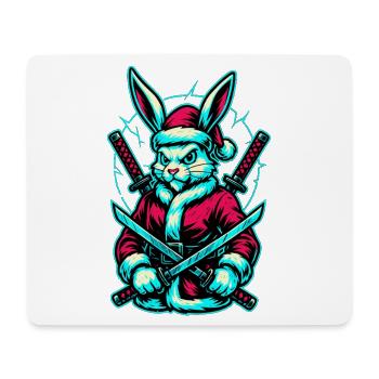Ninja Christmas Bunny Katana Shirt - Mouse Pad (horizontal) - white - Front
