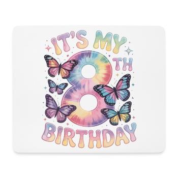 8. Geburtstag Regenbogen Schmetterling Deko - Mousepad (Querformat) - Weiß - Vorne