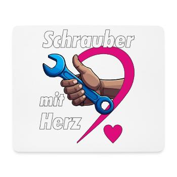 Schrauber mit HERZ - Mousepad (Querformat) - Weiß - Vorne