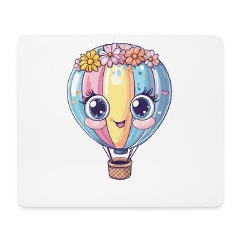 Pastellballon mit Blumenkranz - Mousepad (Querformat) - Weiß - Vorne