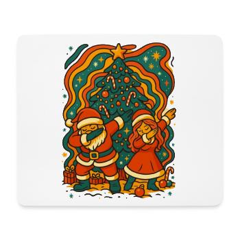 Dabbing Santa & Mrs Claus Retro Wellen - Mousepad (Querformat) - Weiß - Vorne