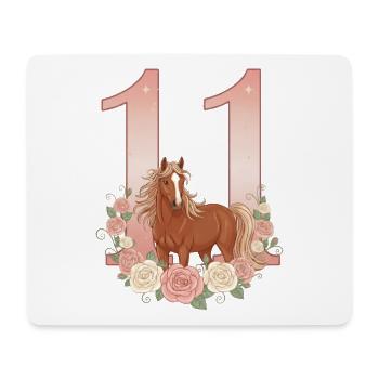 11th Birthday Girl, Horse, Pony, 11 Years Old - Mouse Pad (horizontal) - white - Front