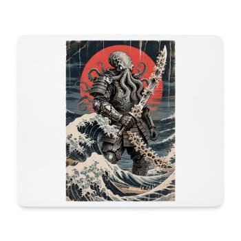 Samurai Octopus Tentacle Monster Japanese Ukiyo-e - Mouse Pad (horizontal) - white - Front