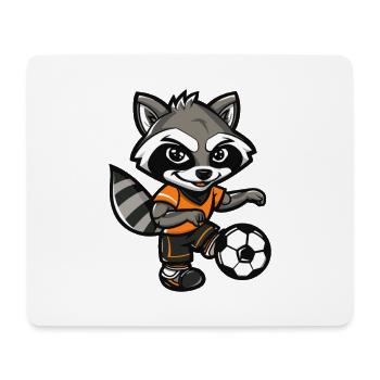 Waschbär Fußball-Maskottchen  - Mousepad (Querformat) - Weiß - Vorne
