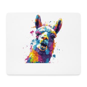Llama Farbexplosion - Mousepad (Querformat) - Weiß - Vorne