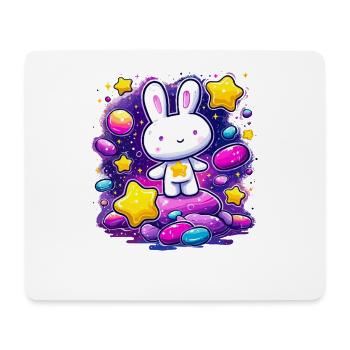 Lapin étoile dans le cosmos coloré - Tapis de souris (format paysage) - blanc - Devant