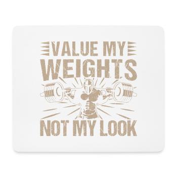 Fitness Motivation Bodybuilder Value Weights Not - Mouse Pad (horizontal) - white - Front