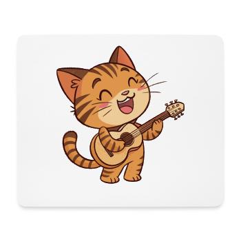 Ein Katzengitarrist lustige Katze spielt Gitarre  - Mousepad (Querformat) - Weiß - Vorne