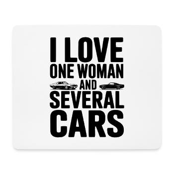 I Love One Woman and Several Cars - Mouse Pad (horizontal) - white - Front