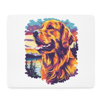 Farbiger Hund im Sonnenuntergang - Mousepad (Querformat) - Weiß - Vorne