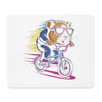 Rasender Hamster Radler - Mousepad (Querformat) - Weiß - Vorne