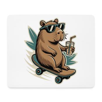 Beaver on skateboard with drink and sunglasses - Mouse Pad (horizontal) - white - Front