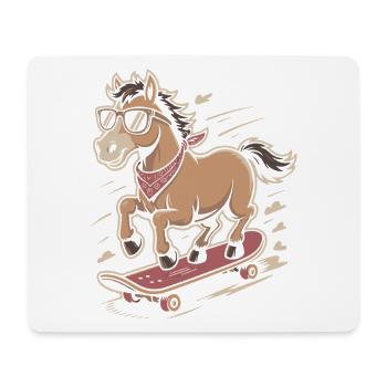 Pony Skateboard avec lunettes de soleil - Tapis de souris (format paysage) - blanc - Devant