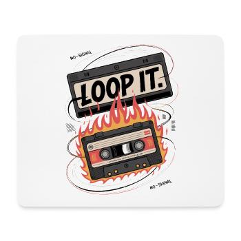 Loop It Flammen Cassette - Mousepad (Querformat) - Weiß - Vorne