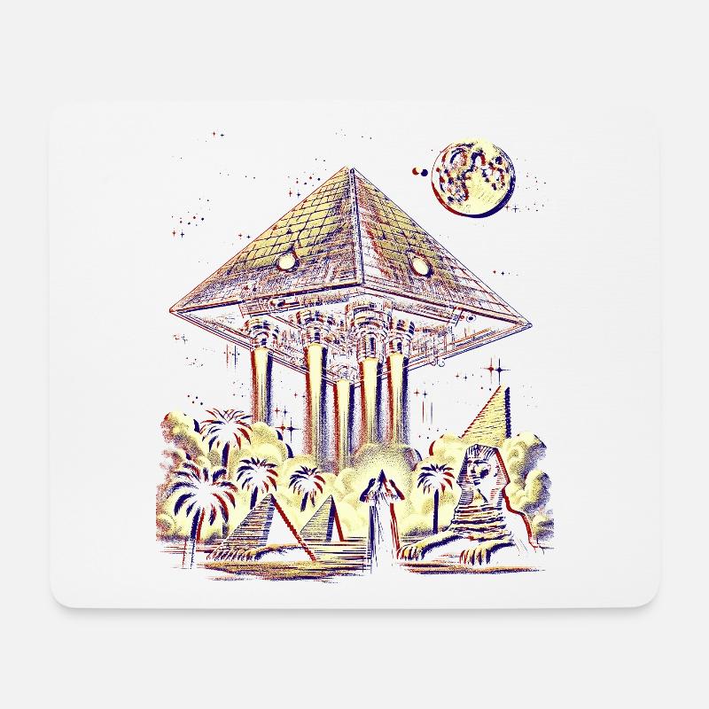 Antikes Pyramiden-UFO-Mystery-Design-Hemd - Mousepad (Querformat) - Weiß