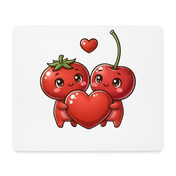 Kirschherzen verschlungen kawaii - Mousepad (Querformat) - Weiß - Vorne