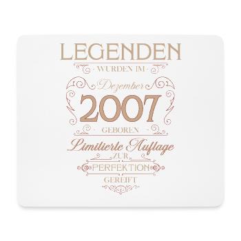 18. Geburtstag Legende Dezember Jahrgang 2007 - Mousepad (Querformat) - Weiß - Vorne