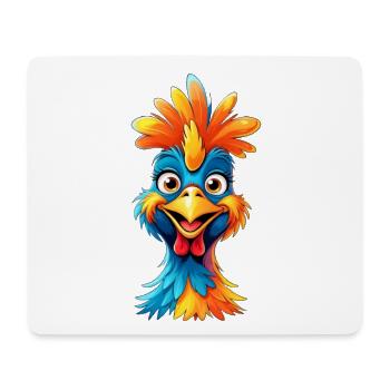 Colorful Feather Rooster Cartoon - Mouse Pad (horizontal) - white - Front