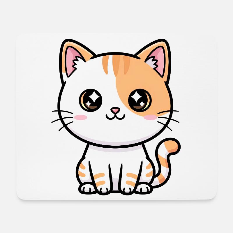 Kawaii Calico Kitty - Tapis de souris (format paysage) - blanc