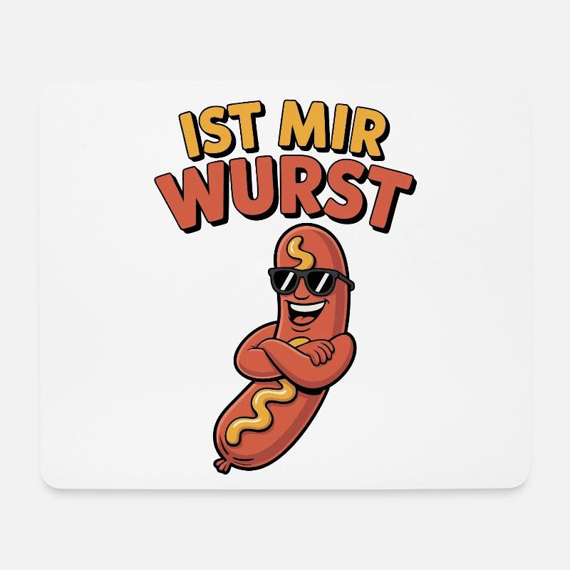 Ist mir Wurst – coole Wurst mit Spruch - Mousepad (Querformat) - Weiß