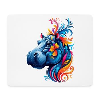 Farbenfrohes Nielpferd mit Blumen - Mousepad (Querformat) - Weiß - Vorne
