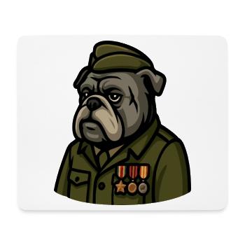 Bouledogue vétéran avec médailles Mascotte militaire Art - Tapis de souris (format paysage) - blanc - Devant