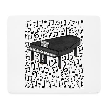 Grand Piano Musical Notes Pianist Music Teacher - Mouse Pad (horizontal) - white - Front