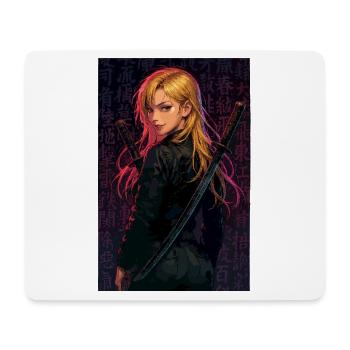 Kämpferin Mit Doppelsäbel Im Dunkel - Mousepad (Querformat) - Weiß - Vorne