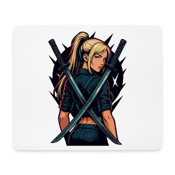 combattant avec katana action héroïne manga anime - Tapis de souris (format paysage) - blanc - Devant