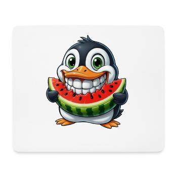 Cheerful Penguin with Watermelon Summer Fruit - Mouse Pad (horizontal) - white - Front