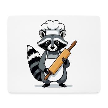 Cuisson du raton laveur avec un rouleau à pâtisserie - Tapis de souris (format paysage) - blanc - Devant