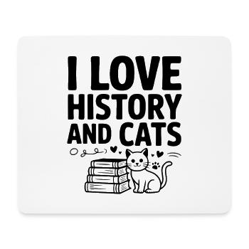 I Love History and Cats - Mouse Pad (horizontal) - white - Front