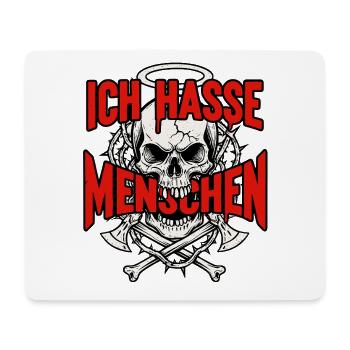 Ich Hasse Menschen Schädel Totenkopf - Mousepad (Querformat) - Weiß - Vorne