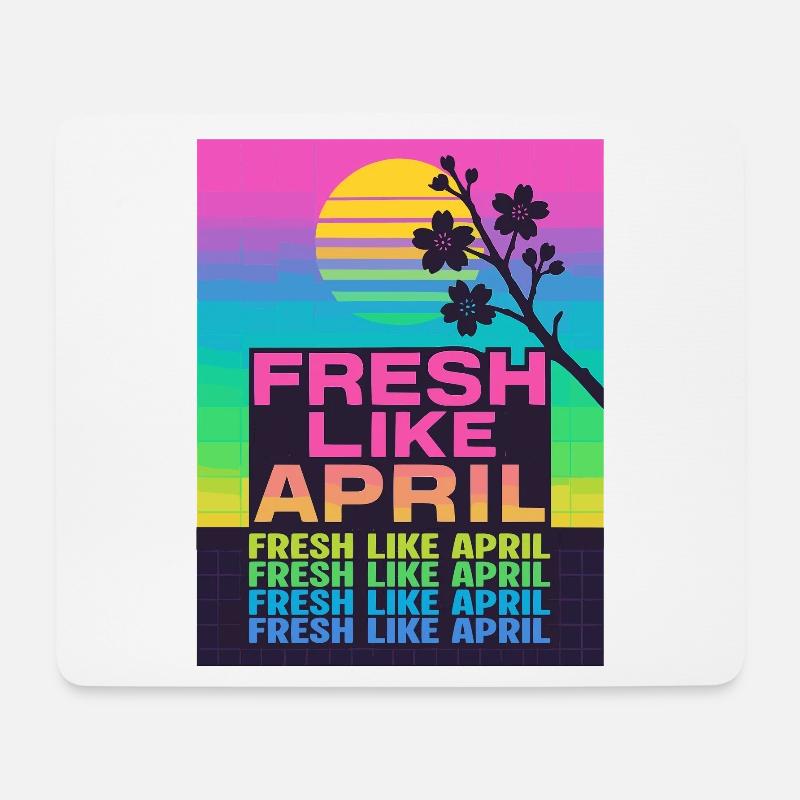 FRESH LIKE APRIL Retro Frühling Kirschblüte - Mousepad (Querformat) - Weiß