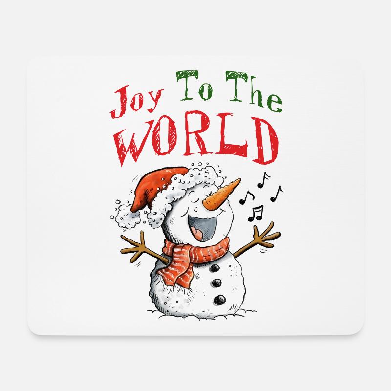 Lustiger singender Schneemann Weihnachtslieder - Mousepad (Querformat) - Weiß
