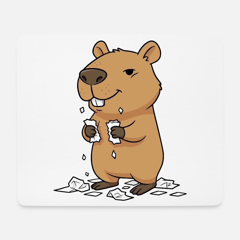 Capybara frisst Hausaufgaben - Mousepad (Querformat) - Weiß