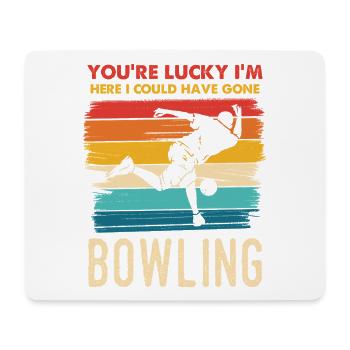 Glück, ich bin hier zum Bowling - Mousepad (Querformat) - Weiß - Vorne