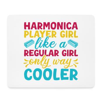 Funny Harmonica Player Girl Like A Regular Girl - Mousepad (Querformat) - Weiß - Vorne