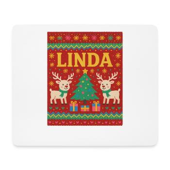 Festive Name Linda  Ugly Chrismas Style, Xmas  - Mouse Pad (horizontal) - white - Front
