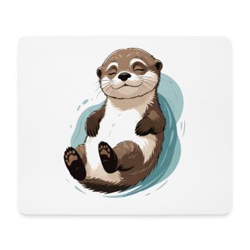 Satisfied otter smile in the water - Mouse Pad (horizontal) - white - Front
